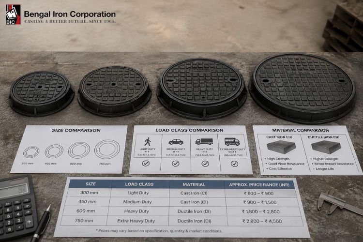 Cast Iron Chamber Cover Price: Size, Load Class & Material Comparison